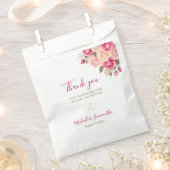 Elegante Fuchsia Roze en Ivoren Rozen Bruiloft Bedankzakje (Geknipt)