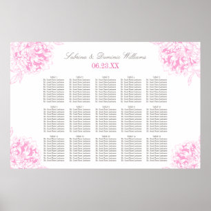 Elegante Fuchsia Roze Pioen Trouw Zittijd Poster