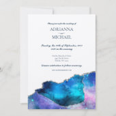 Elegante Galaxy Silver Agaat bruiloft uitnodiging (Voorkant)