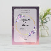 Elegante Galaxy-thema bruiloft uitnodiging (Staand voorkant)