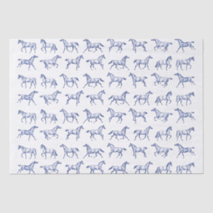 Elegante galopperende paarden blauw wit toilet tissuepapier