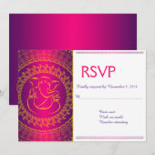 Elegante Ganesh | Indiase God Roze RSVP Kaarten (Voorkant / Achterkant)
