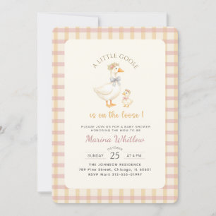 Elegante Gans Boog Gingham Baby Shower Kaart