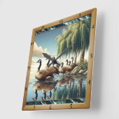 Elegante ganzen Natuur Vierkante Klok (Hoek)