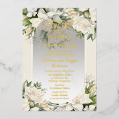 Elegante Gardenia Floral 50ste bruiloft Jubileum Folie Uitnodiging (Voorkant)