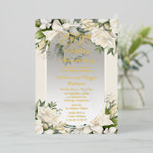 Elegante Gardenia Floral 50ste bruiloft Jubileum Folie Uitnodiging (Staand Voorkant)