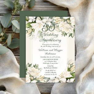 Elegante Gardenia Floral 50ste bruiloft Jubileum Kaart
