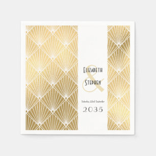 Elegante Gatsby Art Deco 1920's Gouden Bruiloft   Servet