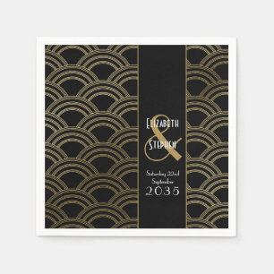 Elegante Gatsby Art Deco 1920's Gouden Bruiloft   Servet