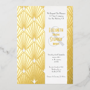 Elegante Gatsby Art Deco 1920's Gouden Huwelijksfo Folie Uitnodiging