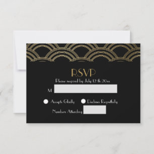 Elegante Gatsby Art Deco Gouden Trouw RSVP Kaartje