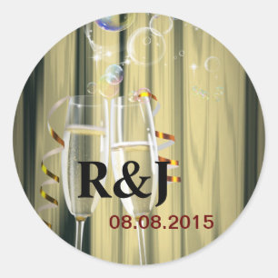 elegante gatsby's die twee maten op champagnebril ronde sticker