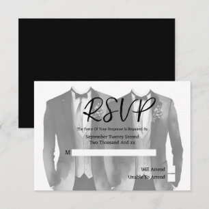 Elegante Gay Bruiloft Twee Grooms in Suits RSVP-ka RSVP Kaartje