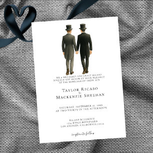 Elegante Gay Wedding Twee Bruidegoms in Morning Su Kaart