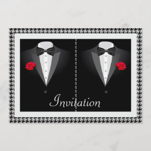 Elegante Gay Wedding Uitnodiging met Twee Tuxedos