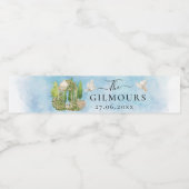 Elegante Gazebo bloemen duiven bruiloft Luxe Spark Waterfles Etiket (Enkel label)