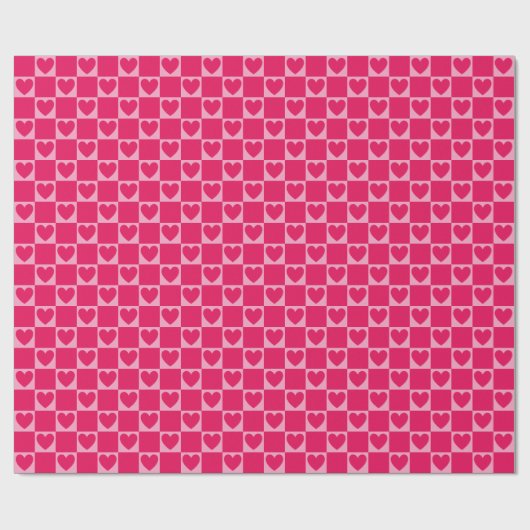 Elegante geblokte harten Raspberry roze rood Cadeaupapier (Vlak)