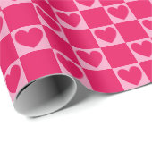 Elegante geblokte harten Raspberry roze rood Cadeaupapier (Rol Hoek)