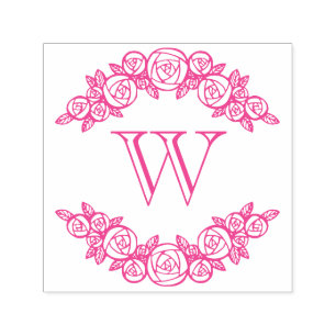 Elegante gebogen Rozen #1 ronde één Initiaal Zelfinktende Stempel