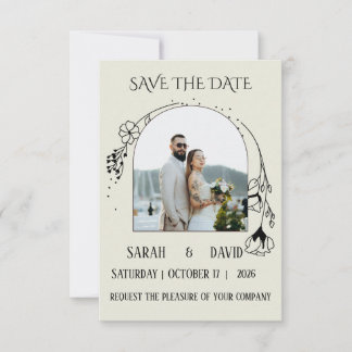Elegante Gebogen Save The Date Trouw Uitnodiging