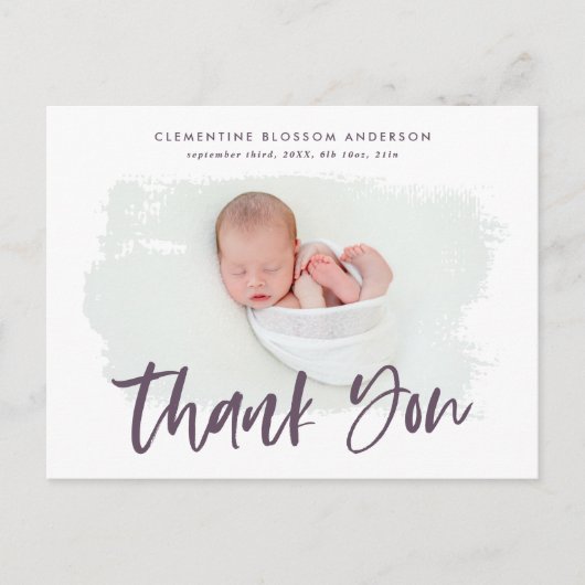 Elegante geboorte aankondiging foto dank u (Voorkant)