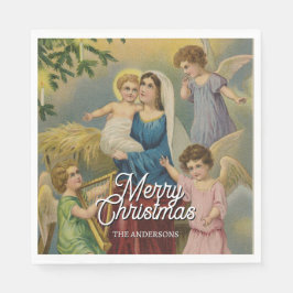 Elegante Geboorte Maria Baby Jesus Angels Servet