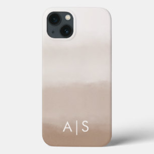 Elegante Geborduurde Initialen Paddenstoel Bruine iPhone 13 Hoesje
