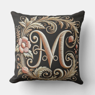 Elegante Geborduurde Letter M Kussen