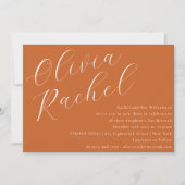 Elegante gebrande Oranje script minimal bat mitzva Kaart (Voorkant)