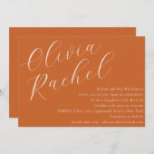 Elegante gebrande Oranje script minimal bat mitzva Kaart (Voorkant / Achterkant)