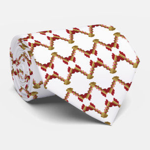 Elegante Gebreide Ringen Rood Gouden Patroon Das, Stropdas