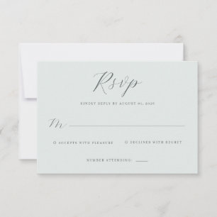 Elegante gedempte groene RSVP kaart