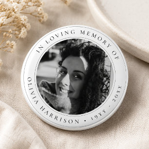 Elegante Gedenk Rouw Favoriet Zwart en Wit Ronde Button 5,7 Cm