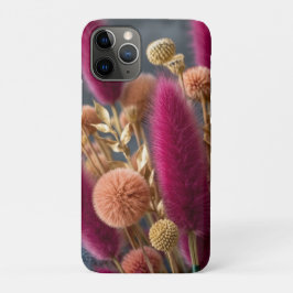 Elegante gedroogde konijnenstaart & pom-pom bloemi iPhone 11 pro hoesje