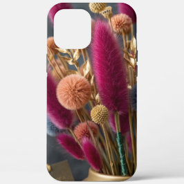 Elegante gedroogde konijnenstaart & pom-pom bloemi iPhone 12 pro max hoesje