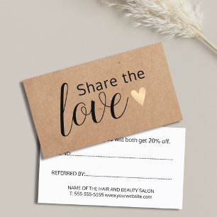 Elegante gedrukte Kraft Faux Gold Heart Beauty Sal Aanbevelingskaartje
