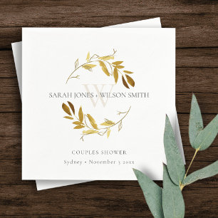 ELEGANTE GEEL GOUDE FOLIAGE WREATH COUPLY SHOWER SERVET