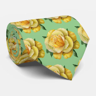 Elegante geel groene bloemen Waterverf Rozen Stropdas
