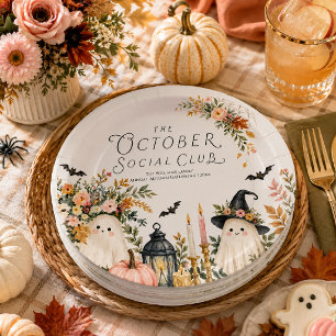 Elegante Geest Bloemige Herfst Bijeenkomst Papieren Bordje