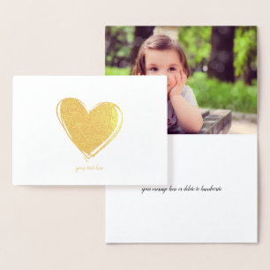 Elegante geëtste gouden folie hart foto kaarten