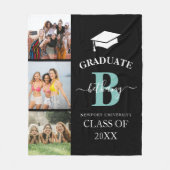 Elegante gegradueerde monogram 3 foto afstuderen fleece deken (Voorkant)