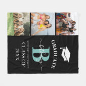 Elegante gegradueerde monogram 3 foto afstuderen fleece deken (Voorkant (Horizontaal))