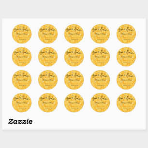 Elegante gegraveerde honingpot blad van ronde sticker