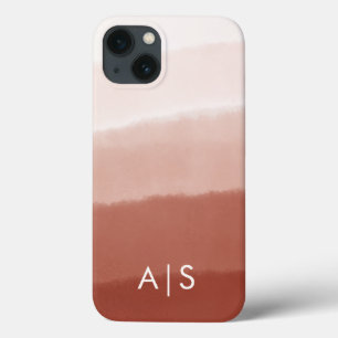 Elegante Gegraveerde Initialen Koper Roest Ombre iPhone 13 Hoesje