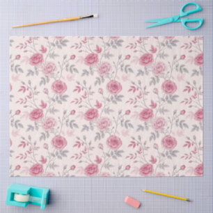 Elegante geïnspireerde roze roos decoupage tissuepapier