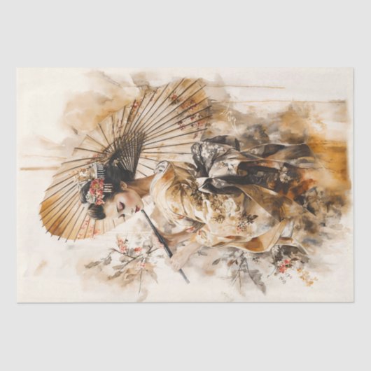 Elegante geisha met traditionele paraplu tissuepapier (Voorkant)