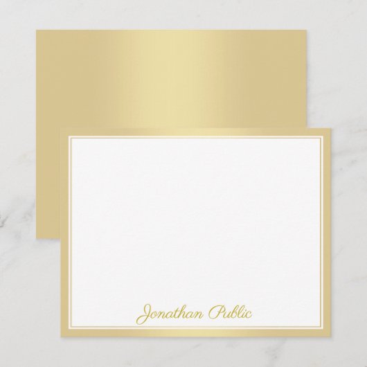 Elegante gekalligrafeerde gouden script tekst Sjab Notitiekaartje (Voorkant / Achterkant)