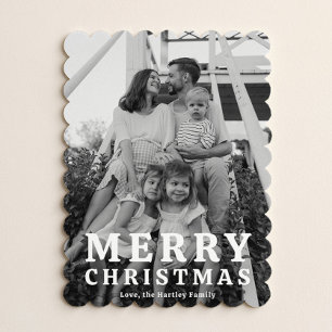 Elegante gekartelde kerstkaarten met foto feestdagenkaart