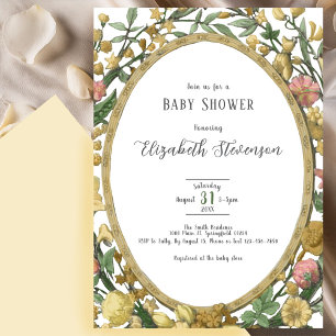 Elegante Gele Botanische Bloemige Baby Shower Kaart