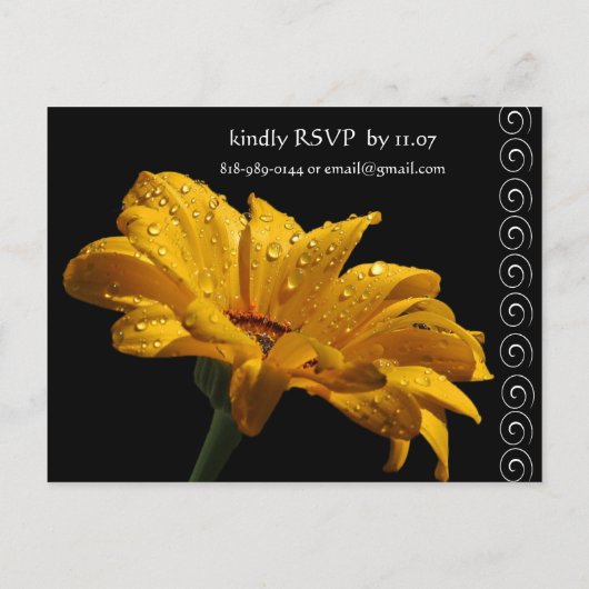 Elegante gele Daisy bruiloft uitnodiging (Achterkant)